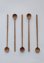 Wood circle long spoon